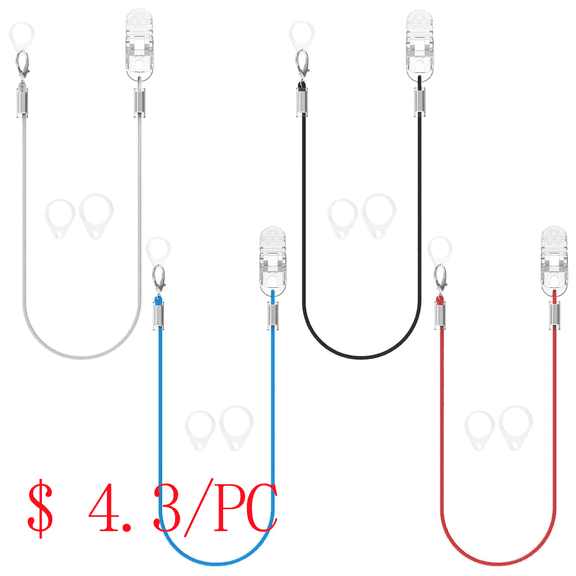 Hearing Aid Clip for Seniors Adults - Anti-Lost Lanyard Protector BTE Clip Holder Rope with Loops and Clip and Security Clip,Monaural,4 Colors