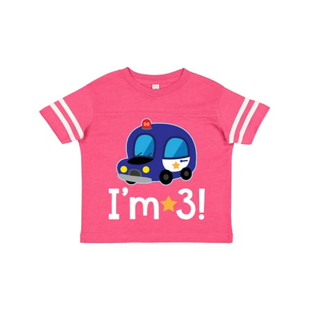 

Inktastic 3 Year Old Birthday Policeman Car Gift Toddler Boy Girl T-Shirt