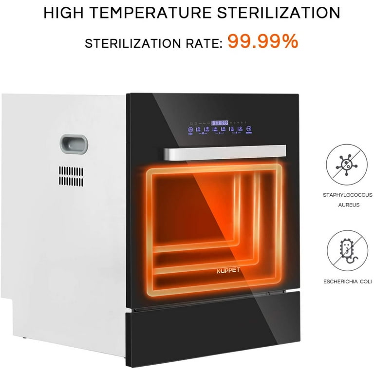 KUPPET Built in Dishwasher Dishwasher with 8 Place Setting 6 One Botton Control Washing Programme LED Display Countertop Dishwasher with Shiny
