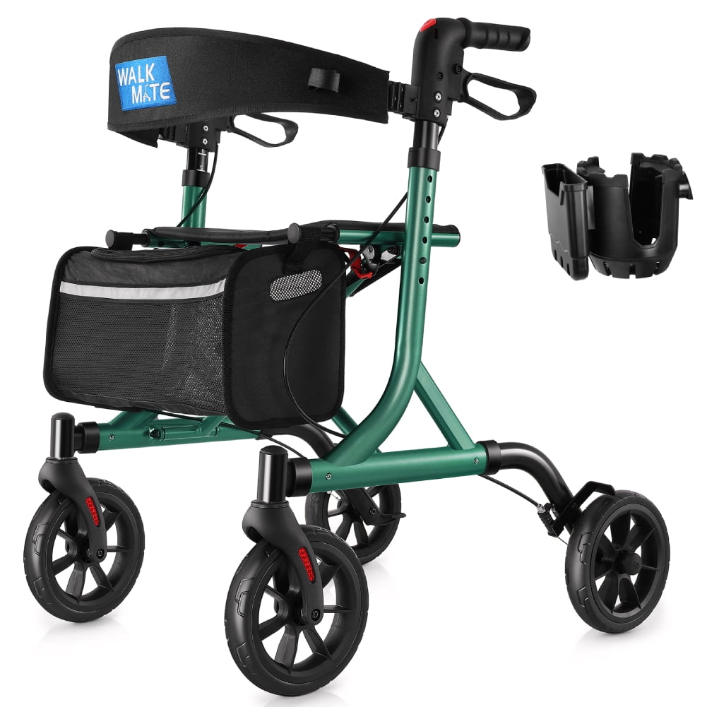 WalkMate Rollator Walkers for Seniors, Folding Rollator Walker with 8