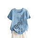 thumbnail image 2 of Fiudx Liquidación de Ofertas Flash Blusa Superior de Camiseta de Manga Corta con Cuello Redondo y Botones Informales con Estampado de Moda para Mujer, 2 of 4