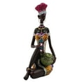 thumbnail image 4 of Estatua de dama tribal africana, adorno coleccionable, estatua africana ligera de resina Estilo D, 4 of 9