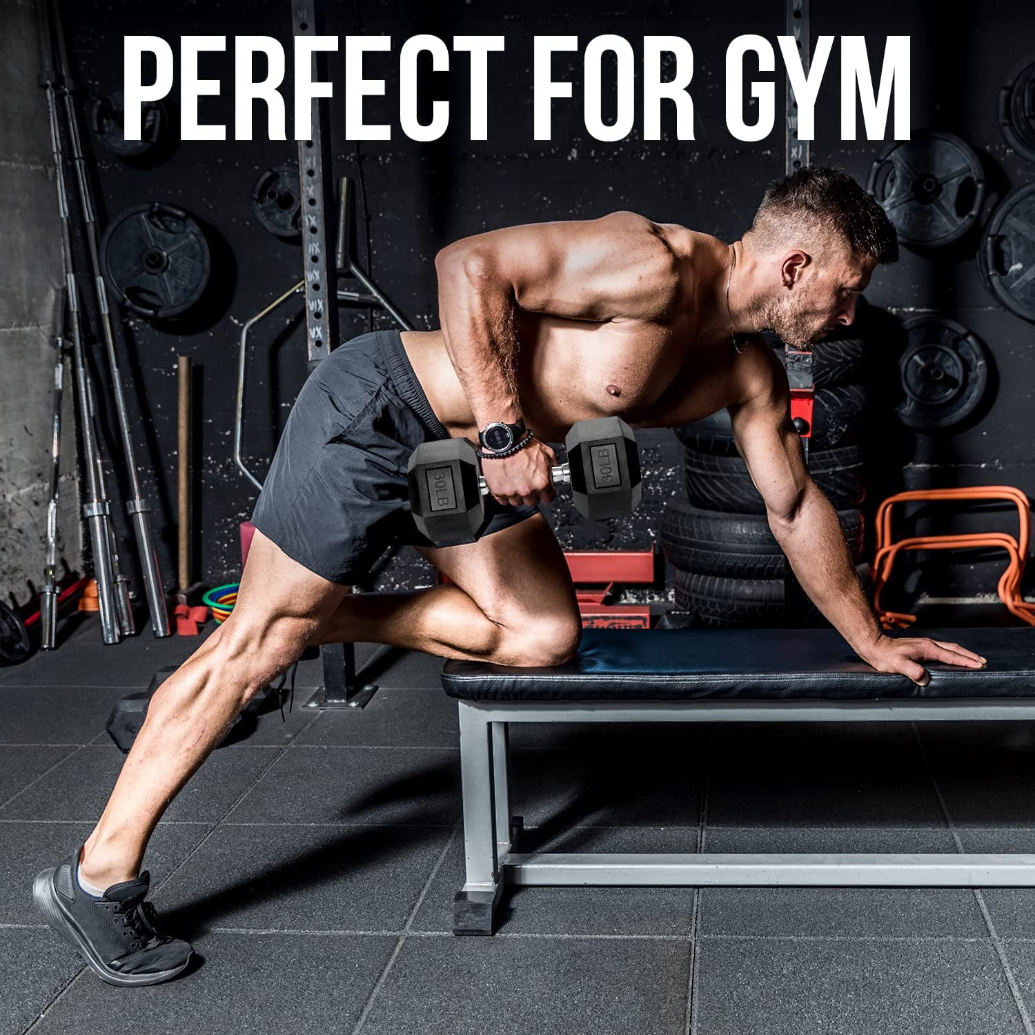 Hex Dumbbells - Heavy Duty PVC Coated Weights, Chrome-Plated Knurled Handles, Fixed Hexagon Dumbbell - Workout, Exercise Weights, Lifting, Body Building Home Gym Training Gear - 10 LB