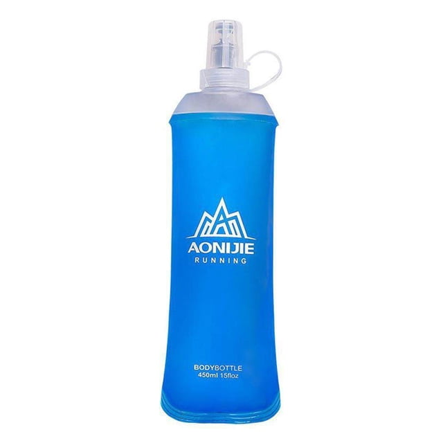 Langgg Flasque Souple TPU Bouteilles d'Eau Pliables pour Randonnée 450ml Bleu