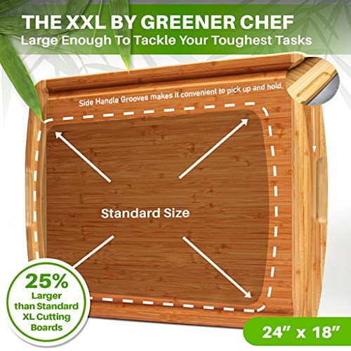 Buy Greener Chef XXL Bamboo Cutting Board 24x18 Wooden Cutting Boards
