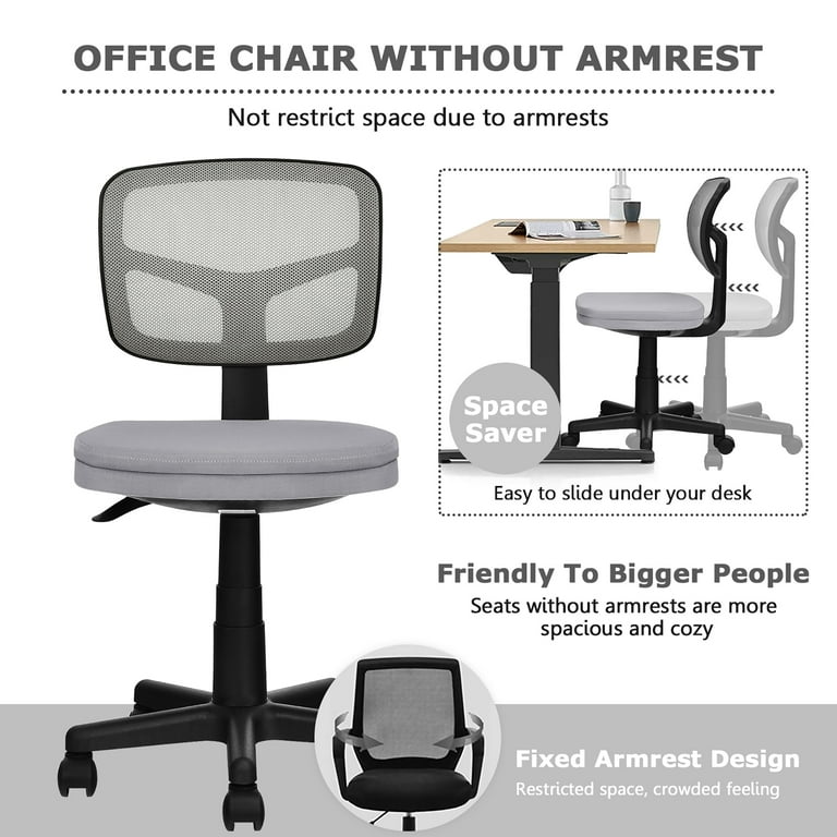 Costway Armless Office Chair Adjustable Swivel Computer Mesh Desk Chair Gray