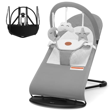 Baby Bouncer , Portable Infant Chair 0-18 Months with 3 Modes (Rocker/Stationary) & Hanging Toys, Light Grey, Meets ASTM F3084-22 & ASTM F2088-22 Standards