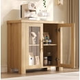 thumbnail image 7 of PYY Buffet Cabinet with Storage, 31.5" Sideboard Credenza with Tempered Glass Doors,  Wood Buffet Table for Living Room, Dining Room, Kitchen and Home Office, Natural Wood, 7 of 7