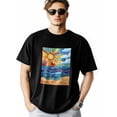 thumbnail image 2 of Camisetas de manga corta con diseño abstracto de sol y océano para hombre, camisetas de cuello redondo, 2 of 8