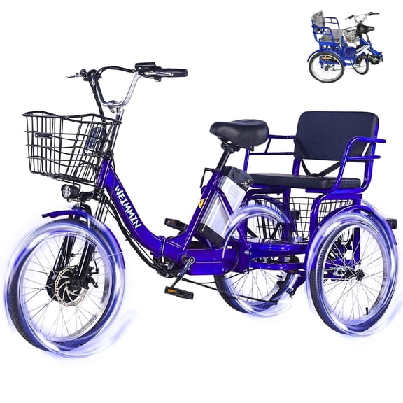 Electric Tricycle for Adults,20 Inch electric trike,36V 13AH Removable Li-Battery,3 Wheel 350w Ebike Suitable for Carrying Passengers and Cargo
