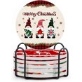 thumbnail image 1 of Posavasos de cerámica con forma de árbol de Navidad rojo: anima la decoración de tu mesa navideña con estos posavasos festivos y duraderos, 1 of 6