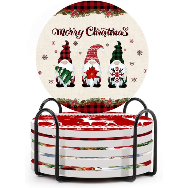 Posavasos de cerámica con forma de árbol de Navidad rojo: anima la decoración de tu mesa navideña con estos posavasos festivos y duraderos
