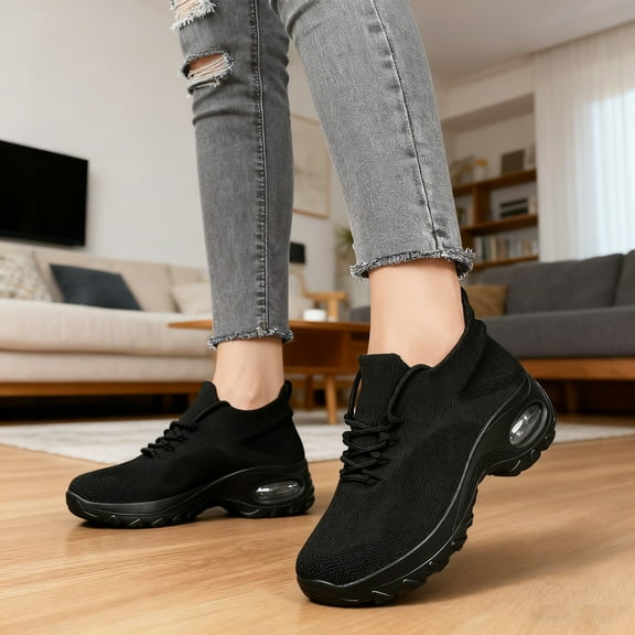 Women's Walking Shoes Sock Sneakers - Mesh Air Cushion Lady Girls Modern Jazz Dance Easy Shoes Platform Loafers