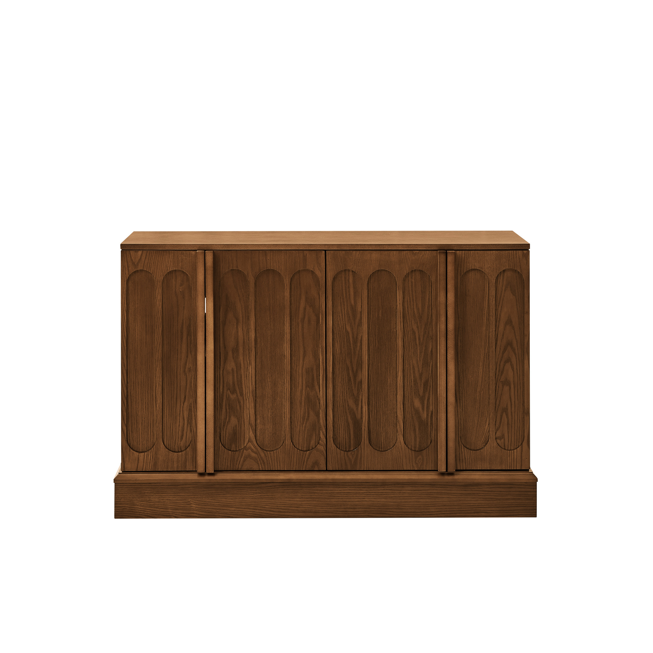 GDF Studio 44.8" Mid Century Modern Fluted Sideboard Cabinet with Adjustable Shelves, Walnut