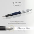 thumbnail image 2 of Cross Calais Chrome and Blue Lacquer Medium Nib Fountain Pen, 2 of 7