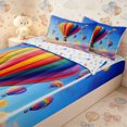 thumbnail image 3 of Erosebridal Vibrant Rainbow Hot Air Balloon Zipper Full Size Comforter Sets with Fitted Sheet and 2 Pillowcases,Pastel Cloud Star Accent Zipper Bedding Set,Blue Orange Pink,4pcs,Reversible, 3 of 6