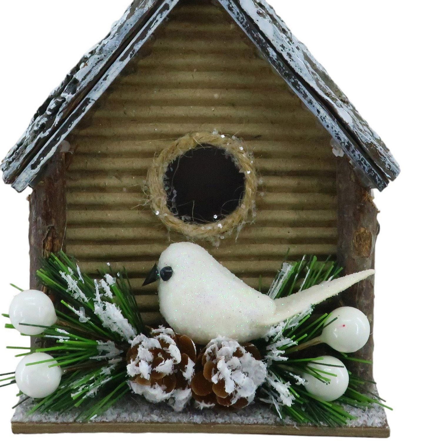 Holiday Time House With White Bird Ornament, HOUSE W/BIRD ORNAMENT