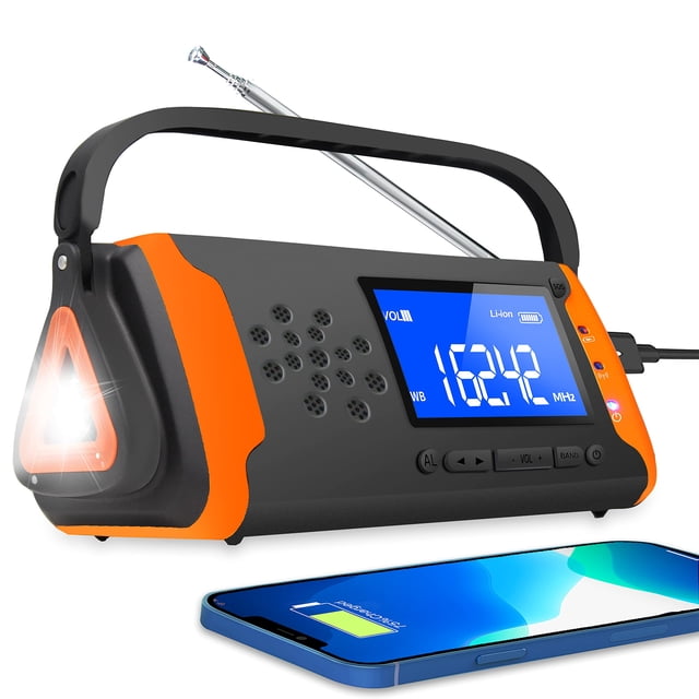 Radio RunningSnail con alerta meteorológica de emergencia, 4000 mAh, con carga