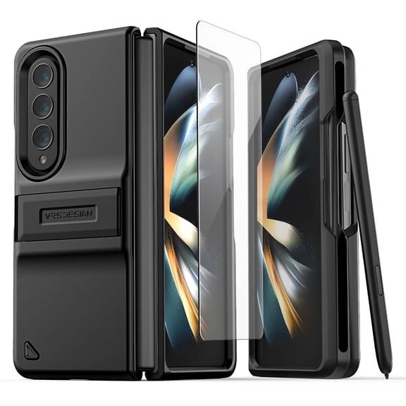 VRS Design Quick Stand Case with S Pen Holder for Samsung Galaxy Z Fold 4, Black