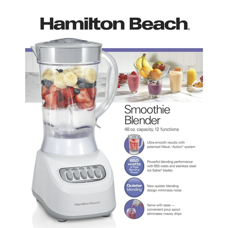 Hamilton Beach 48 oz Smoothie Blender for Kitchen, 48 oz Jar for