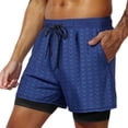 thumbnail image 2 of Hurxie Mens 2 in 1 Running Shorts Quick Dry Athletic Shorts with Liner, Workout Shorts with Pockets Dark Blue,L, 2 of 5