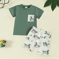 thumbnail image 2 of TOWED22 Toddler Baby Boy Clothes Summer Holiday Style Outfits Short Sleeve Top T-Shirt & Pocket Pant Set 12 Months-4 Years(Beige,6-12 Months), 2 of 6