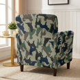 thumbnail image 3 of FKELYI Stretch Armchair Slipcover for Home Living Room Couch Sofa Cover with Elastic Bottom Camo Green Dog Print Anti-Scratch Non-Slip Furniture Protector, 3 of 7
