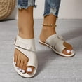 thumbnail image 4 of Women's Toe Ring Sandals Dressy Summer Slip on Slides Wide Width Beach Vacation Flats Sandals Women's Flip Flops Open Toe Slip On Strap Thong Beach Flat Slides Sandals, 4 of 8