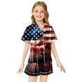 thumbnail image 1 of Kids' 4th Of July Printed Satin Pajama Set Short Sleeve, 1 of 4