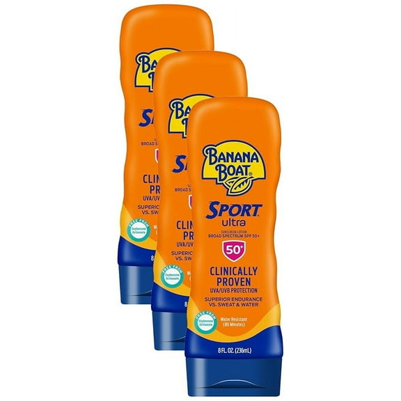 Banana Boat Sport Ultra SPF 50 Sunscreen Lotion, 8oz | Banana Boat Sunscreen SPF 50 Lotion, Oxybenzone Free Sunscreen, Sunblock Lotion, Banana Boat Lotion, Water Resistant Sunscreen SPF 50, 8oz