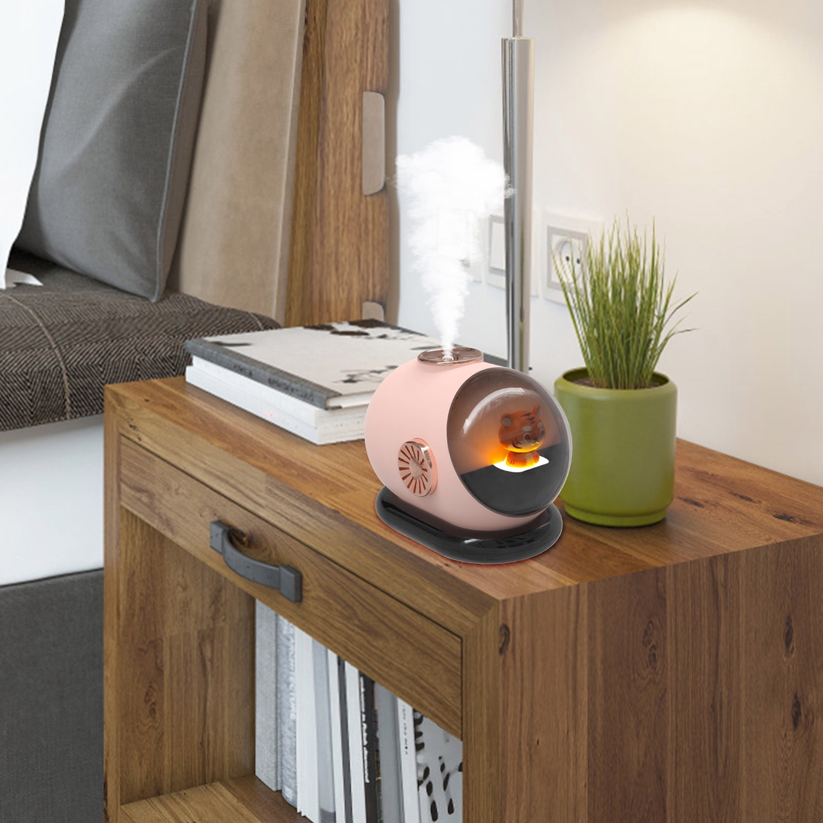 Silent Mini USB Humidifier for Bedroom and Office, Aromatherapy Diffuser with Night Light, Portable Desktop Air Humidifier, Continuous and Intermittent Mist, Baby Room, Dormitory Use
