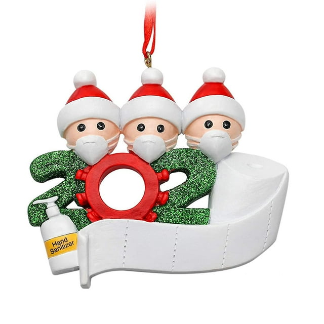 Adorno sobrevivido Adornos de árbol de Navidad 2020 Adornos navideños de Navidad, en cuarentena en hogar Adorno de árbol de Navidad personal Miembro de 3 Yotijar Familia sobrevivida personalizada