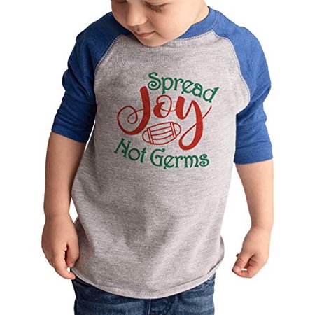 

7 ate 9 Apparel Kid s Funny Spread Joy Not Germs Blue Raglan Tee