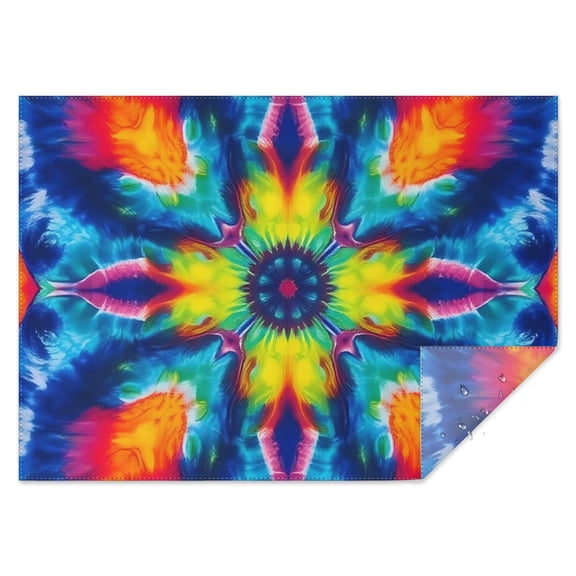 Colorful Tie Dye Symmetric Pattern Rectangle Tablecloth 60"x84",Waterproof Polyester Rectangle Table Cloth, Wipeable Spillproof Polyester Tablecloth for Dining, Camping, Indoor and Outdoor