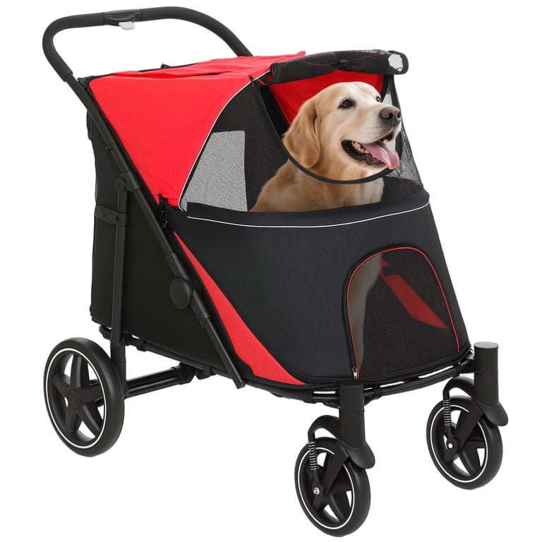 dog stroller small dogs Zoolike Dog Stroller for Medium/Large Dogs One-Click Folding,Extra Large  Pet Stroller with Storage Pocket,Cat Stroller with Shock AbsorptionBlack