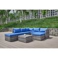 thumbnail image 2 of Kingway Furniture Beaufort Blue Wicker/Rattan Sectional with Storage Ottoman, 2 of 5