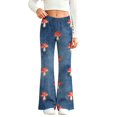 thumbnail image 2 of Kiijoy Girls Flare Denim Pants Cute Mushroom Print Elastic Waist Pants, Sizes 2-12, 2 of 8