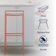 thumbnail image 5 of Svelte 30" Coastal Contemporary Iron Saddle-Seat Low-Back Bar Stool with Foot Rest, Pink Frame, 5 of 9