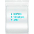 thumbnail image 1 of Bolsas Ziplock de 1520 cm, 30 unidades, regalo de plástico transparente de tamaño mediano extragrueso de 4 mil, 1 of 5