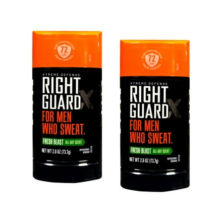 Right Guard Xtreme Defense 5 Anti-Perspirant & Deodorant, Fresh Blast 2.60 oz (Pack of 2)