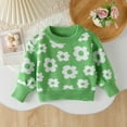 thumbnail image 3 of GYRATEDREAM Toddler Baby Girls Knit Sweater Blouse Little Kids Round Neck Long Sleeve Flower Print Pullover Sweatshirt Top Children Warm Fall Winter Clothes for 12M-5T, 3 of 6
