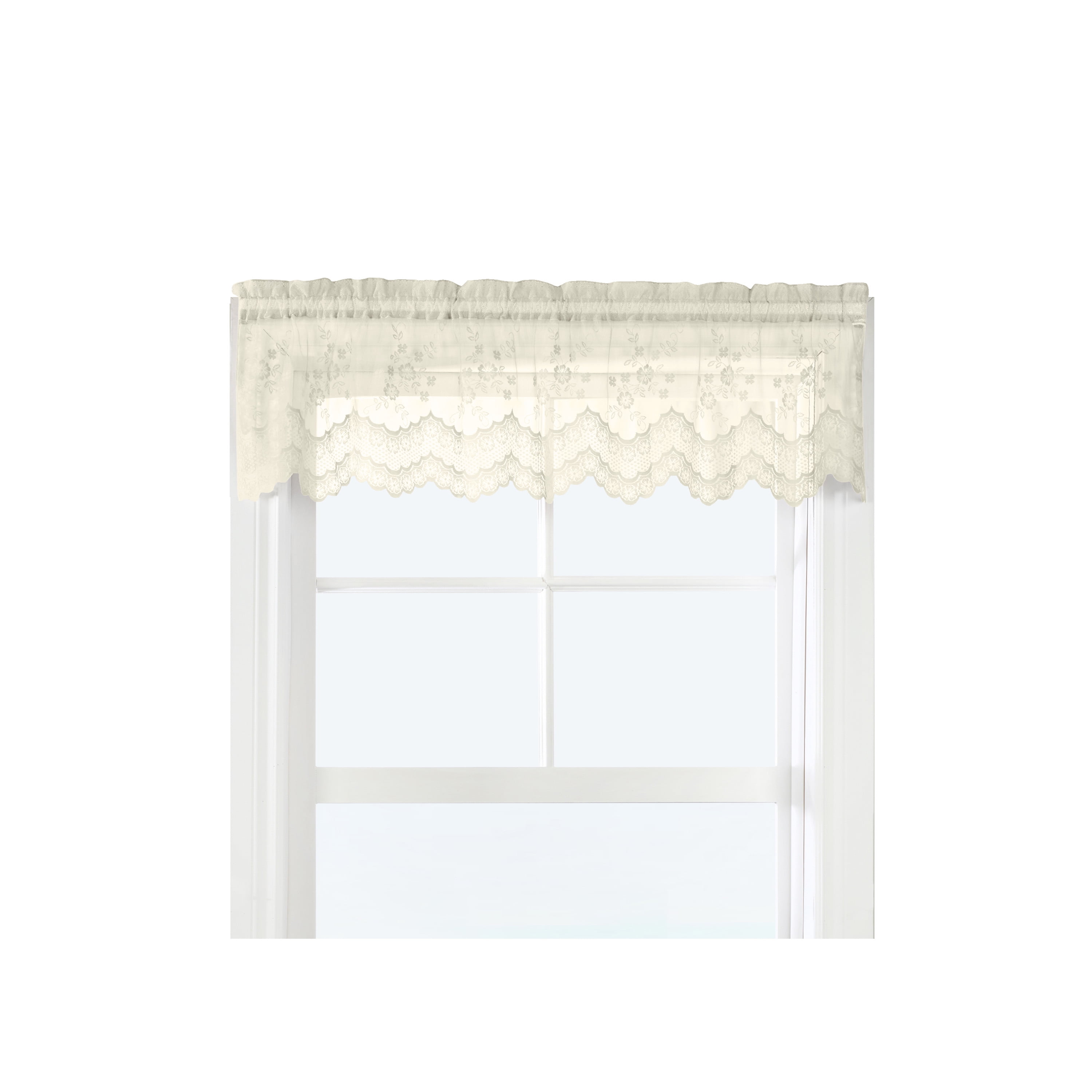 Melody Jacquard Lace Window Curtain Valance 56" x 15" in Eggshell
