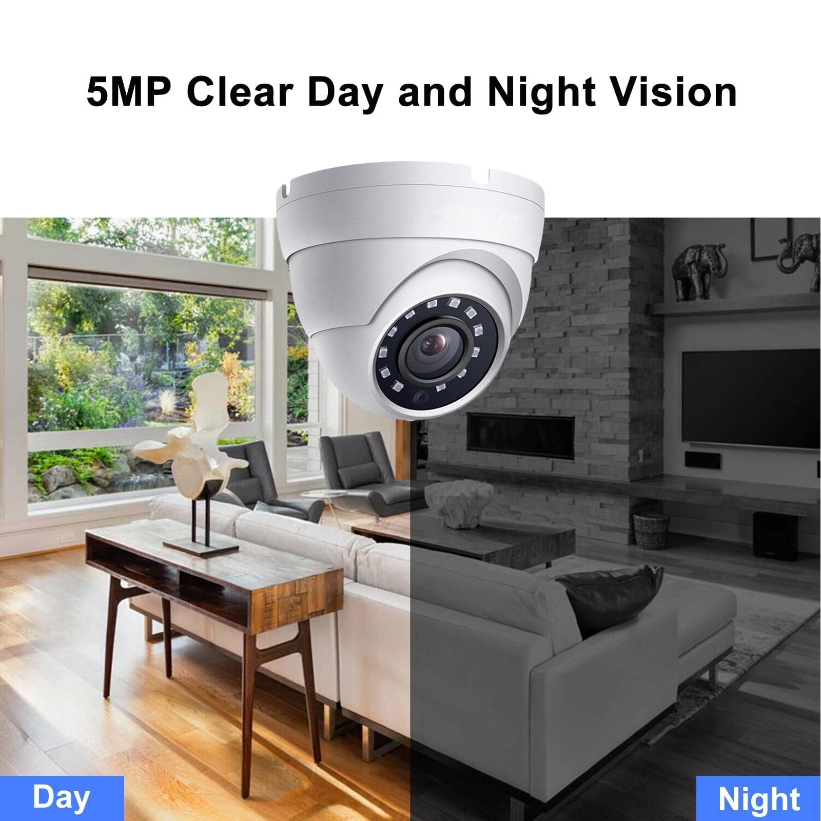 MAISI 4pcs 5MP Wired Security Cameras For DVR Camera System, Dome CCTV Surveillance Cameras With 4PCS BNC Cable, Night Vision, TVI Technology, And Wide Angle Lens For Home Security Monitor