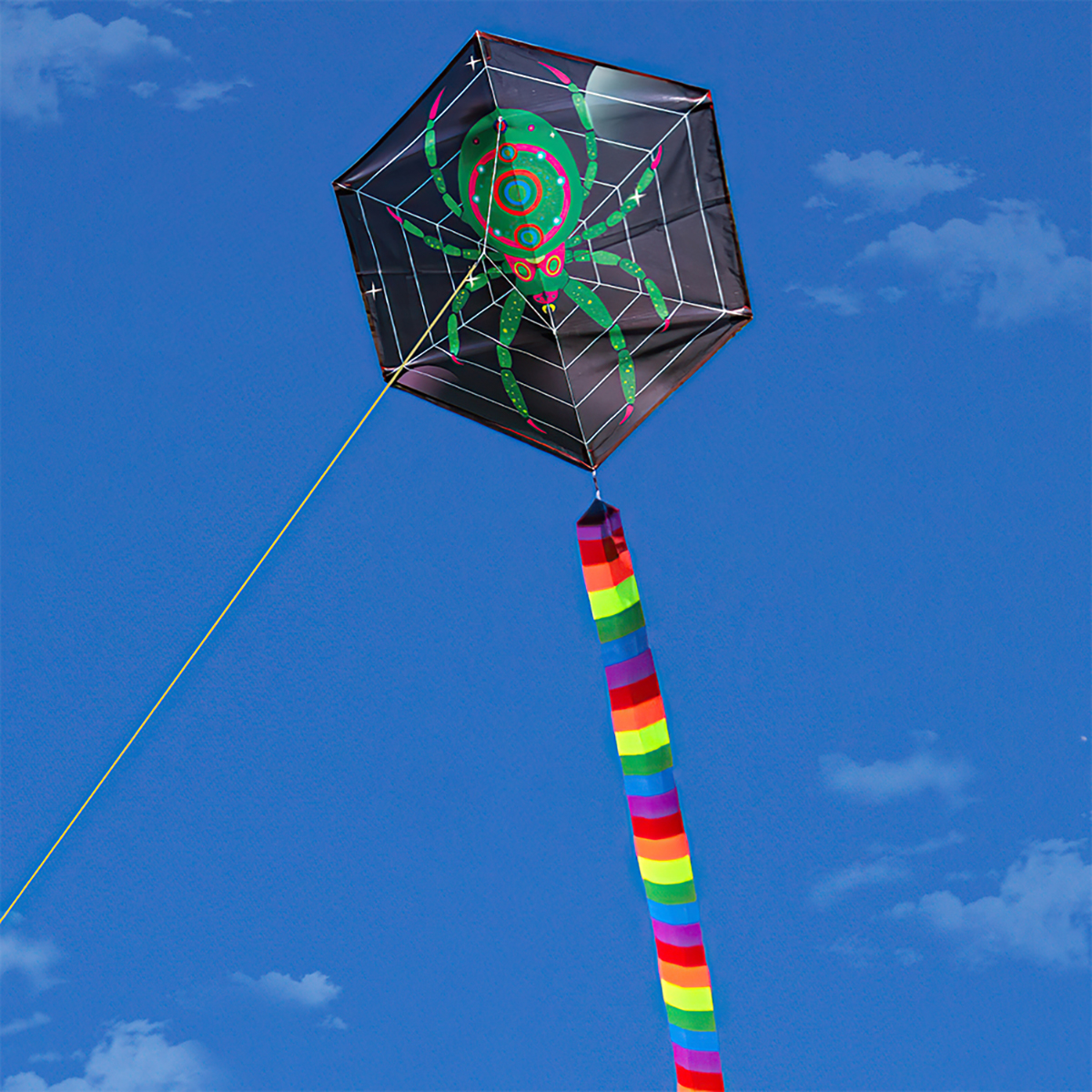 Canddidliike Hexagon Green Spider Kites, Easy to Fly Beach Kite for
