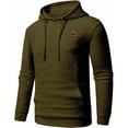 thumbnail image 2 of Tyhengta Men's Hoodies Pullover Plaid Jacquard Hoodie Long Sleeve Casual Drawstring Sweatshirts with Pocket Armygreen XXL, 2 of 8