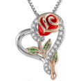 thumbnail image 2 of Heart Rose Necklace For Women Cubic Zirconia Love Pendant Necklace, Rose Pendant With Jewelry Box Birthday Gifts For Mom Wife Mothers Day Giftno Box--, 2 of 5