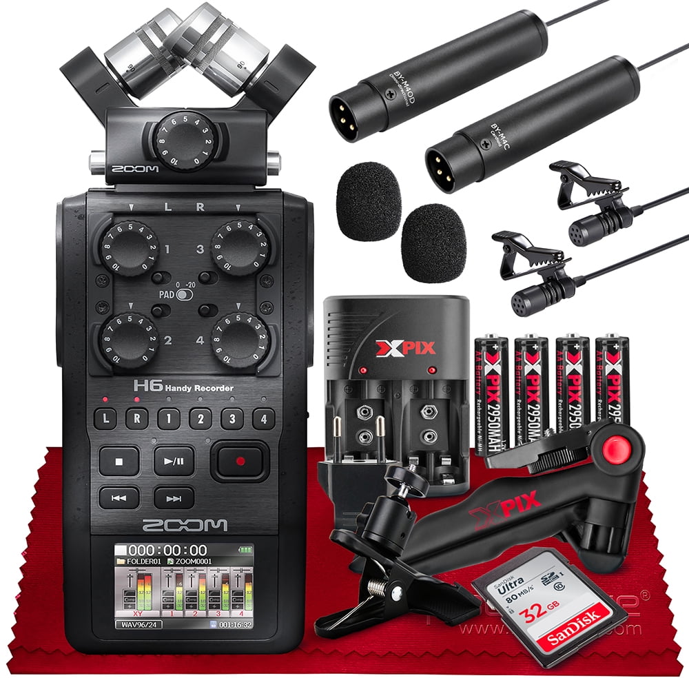 Zoom H6 All Black 6Input / 6Track Portable Handy Recorder with Single