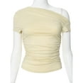 thumbnail image 3 of frariair ​Ladies Slim Fit Stretch Knit Top With Elasticated Hem For Sexy Date Night And Club Wear Essentials​ Beige, 3 of 6