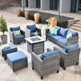 thumbnail image 2 of Ovios 8 Pieces Patio Outdoor Furniture Grey Conversation Set Outdoor Sectional Sofa with Gas Fire Pit CSA Approved, 2 of 9