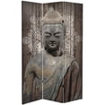 thumbnail image 2 of Red Lantern 6 ft. Tall Stone Buddha Canvas Room Divider – Freestanding 3 Panel Screen with High Resolution Print, 2 of 3